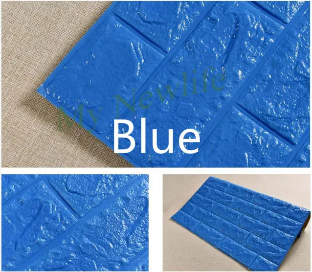 DIY 3D наклейки на кирпичную стену, самоклеющиеся, для гостиной, пенопластовые, безопасные, Настенные обои, ТВ фон, детская комната, 70*77 см, 8 шт - Цвет: Blue