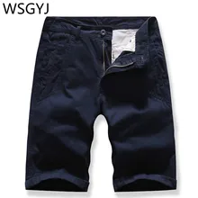 Мужская Мода летние прямые шорты-бермуды из хлопка; однотонные рабочие Цвет повседневное пляжное короткое Homme Pantalones Hombre