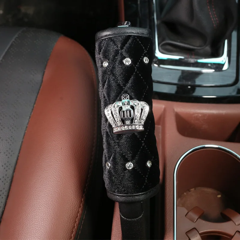 Высококачественный плюшевый Алмазный автомобильный ремень безопасности с короной, наплечная накладка, ручной тормоз, рычаг переключения передач, авто аксессуары для интерьера
