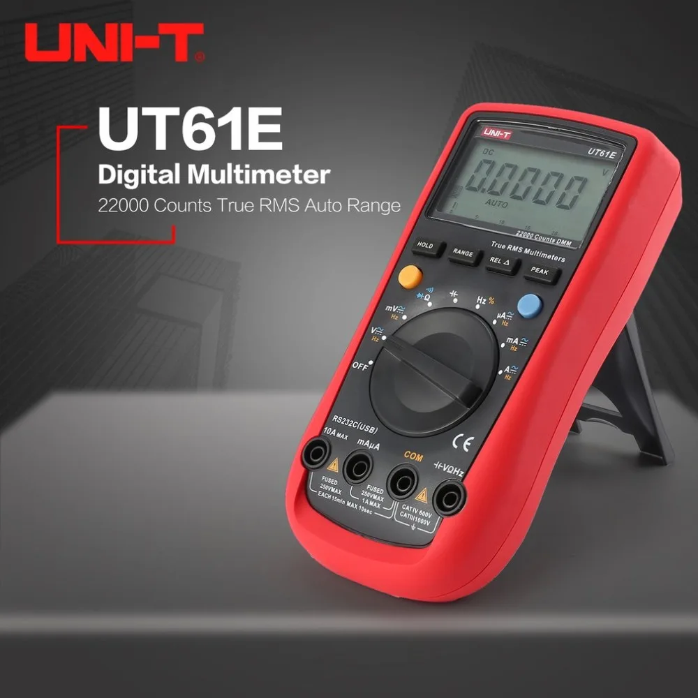 

UNI-T UT61E 22000 Counts Digital Multimeter with Auto Range True RMS DC/AC Voltage Current Ohm Capacitance Diode RS-232