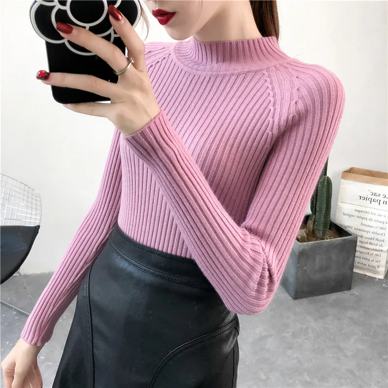 Aliexpress.com Buy Sueter mujer invierno 2019 Spring Autumn Women Pullover Sweaters Turtleneck Long Sleeve Sexy Slim Knitted Winter Women Tops from