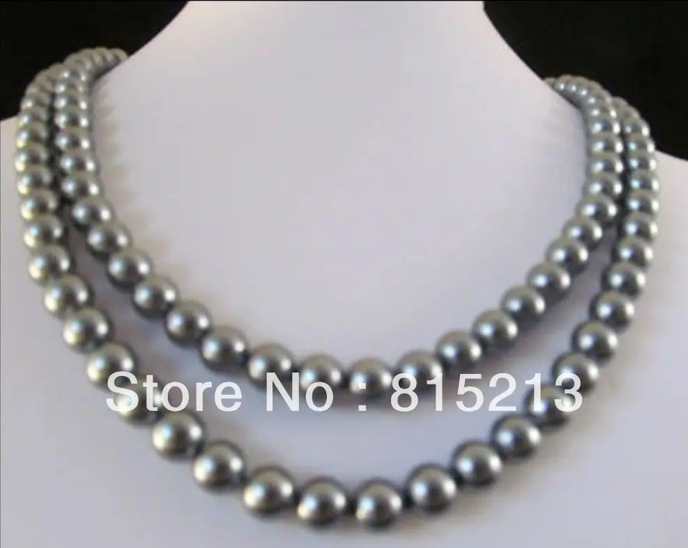 

ddh00469 Real natural AAA 9-10mm tahitian gray pearl necklace 35"14k Clasp