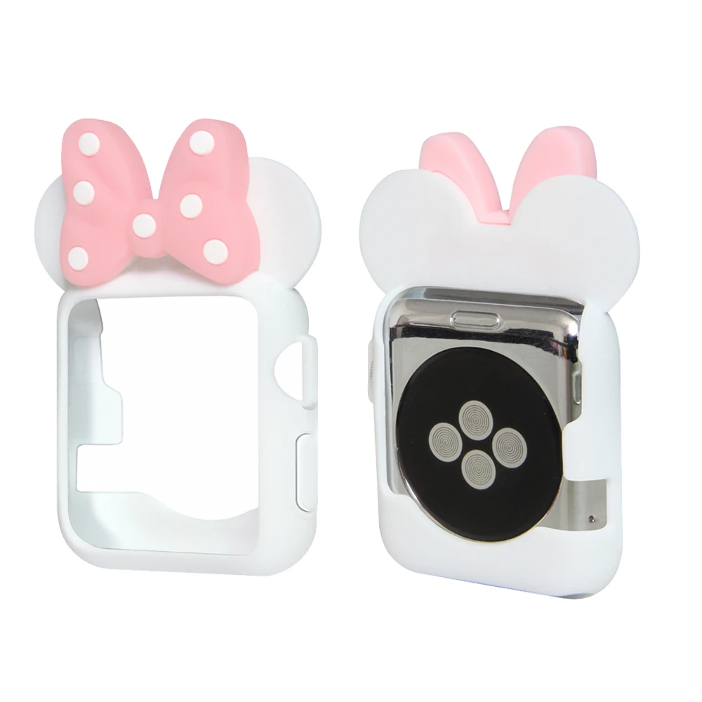 Silicone protector Cover For Apple Watch Case 42mm 38mm Iwatch Series 3 2 1 Soft rubber frame Mickey Protective Shell Silicone protector Cover For Apple Watch Case 42mm 38mm Iwatch Series 3 2 1 Soft rubber frame Mickey Protective Shell
