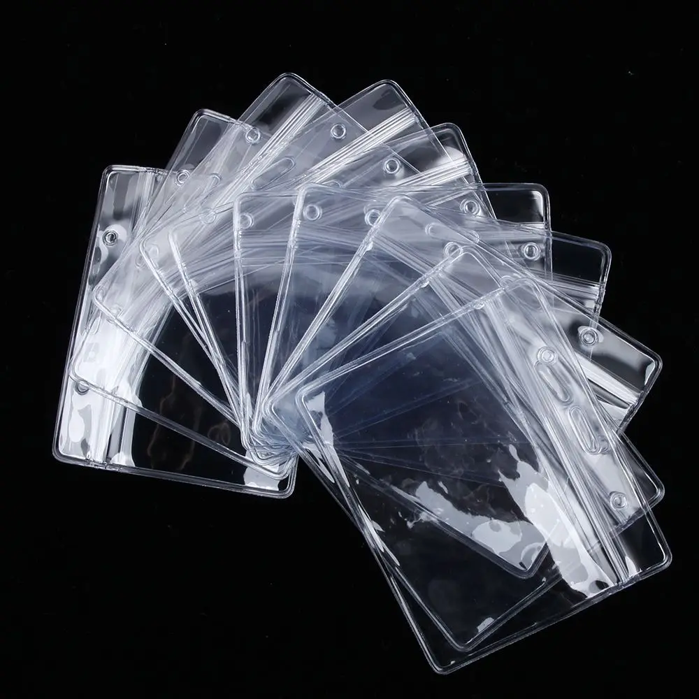 

Lot of 10 Horizontal Transparent Vinyl Plastic ID Card Bus Card Badge Holder With Zipper Bag Case Badge Holder Accessories