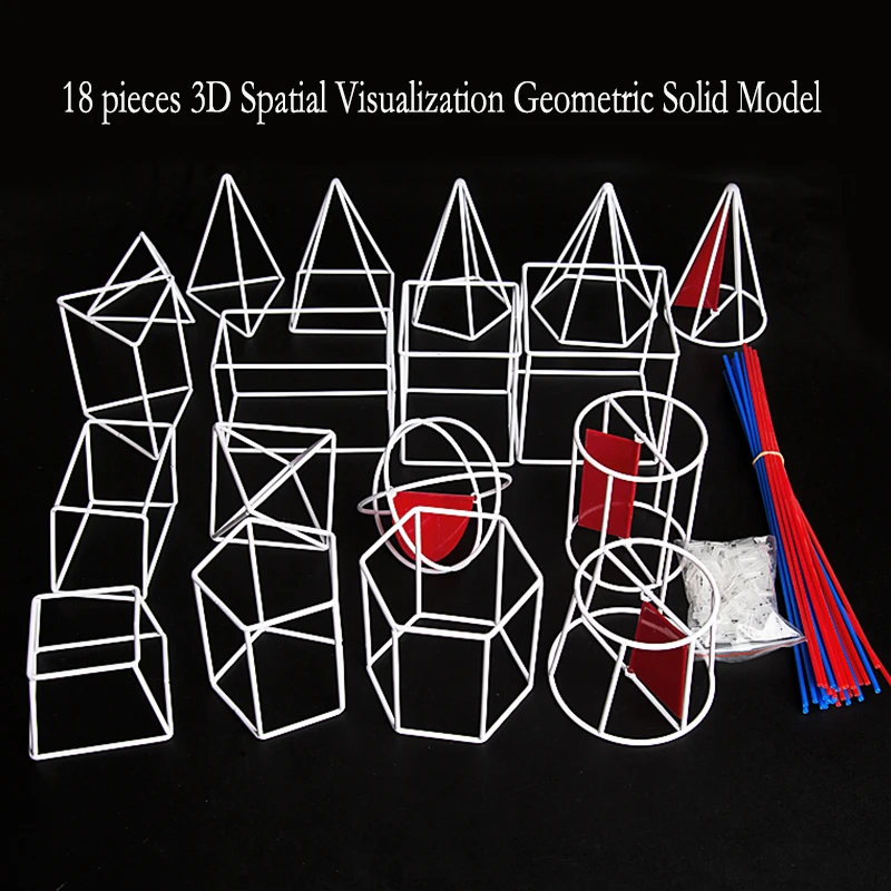 

18 pieces/set 3D Spatial Visualization Geometric Solid Model - High School Math Geometry Visual Aids Teaching Tools Learning Toy