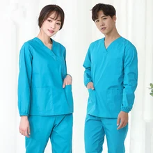 Hu-lan, темно-зеленое хирургическое платье, хлопковая медицинская изолирующая одежда, одежда для операционной, одежда для врачей, костюм с длинными рукавами