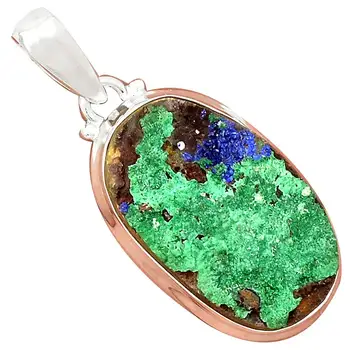 

Nature Azurite Druzy Pendant 925 Sterling Silver Jewelry, 48 mm, MHBAP5238