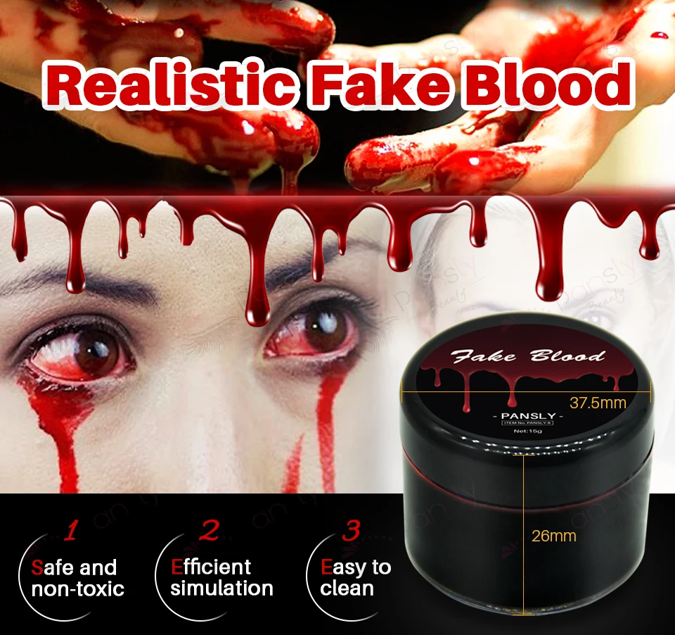 Поддельные крови Хэллоуин Макияж тело лицо краска ран татуировки со шрамами с поддельной паршей кровавой искусственной крови моделирование человеческого вампира