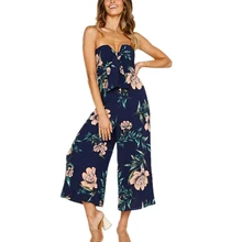 yashangyi Jumpsuits For Women Bohemian Style Floral Print Bowknot Strapless Bodysuits Sexy Backless Rompers Body Mujer Clothing