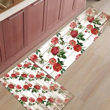 2 шт. кухонные подстилки И КОВРИКИ НАБОР современный винтажный цветок розы домашний декор Нескользящая зона бегун входной коврик