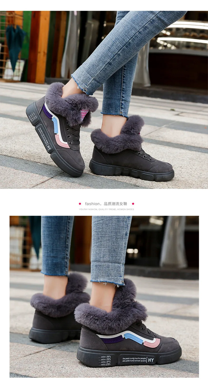 Women Casual Shoes High Top Boots Winter Woman Shoes Fashion Brand Sneakers Vulcanize Shoes Outdoor Warm Lace-Up Walking Shoes