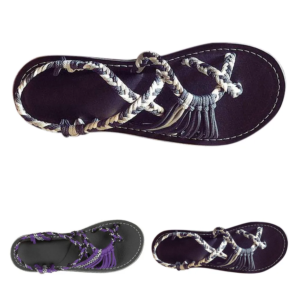 

Rhinestone Flowers Flat with Flip Crystal Women Hemp Rope Flip Flops Sandals Summer Fashion Roman Beach Shoes sapatos #89