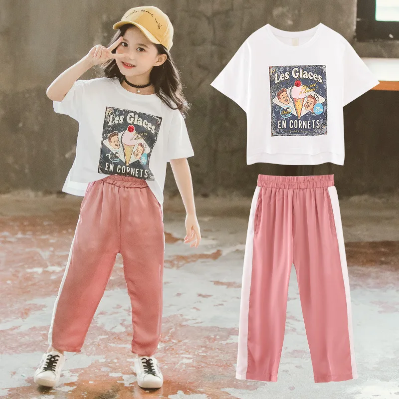 

Girls clothes Fashion Girls clothing sets Tshirt and pants Suit Summer outfits for girl Boutique kids clothing Age for 4-14y