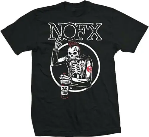 Новый NOFX белые буквы Mohawk лет с черепом в стиле панк рок рубашка (M L XL) badhabitmerch 2019