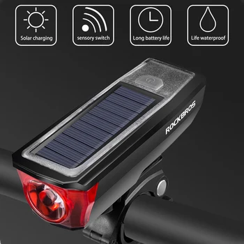 

2000 mAh USB Solar Charging Bike Bicycle Light 120 dB Bike Bell Smart Switch Waterproof Bicycle Headlights 350 Lumen T6 LED