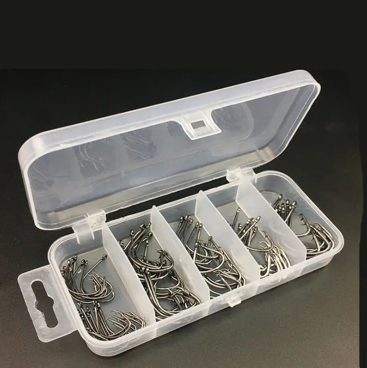 Ganchos de Pesca Caixa Tamanhos Offset Esporte Círculo Preto Octopus Gabarito Alto Aço Carbono Peixe Gancho 1 0 2 3 4 75 Pçs – 5