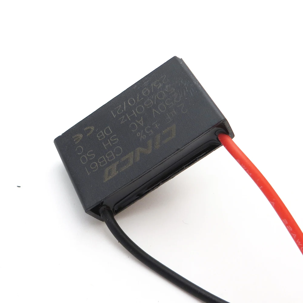 2 wires Motor Run Capacitor CBB61 2UF 250V electrical fan Speed