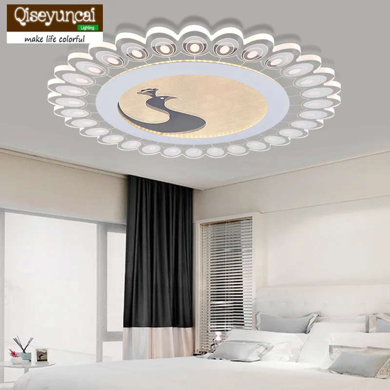 

Qiseyuncai 2018 new Modern Ultra-thin Acrylic LED Ceiling Light Round Creative Simple Warm Romantic Dining Bedroom Room Lights