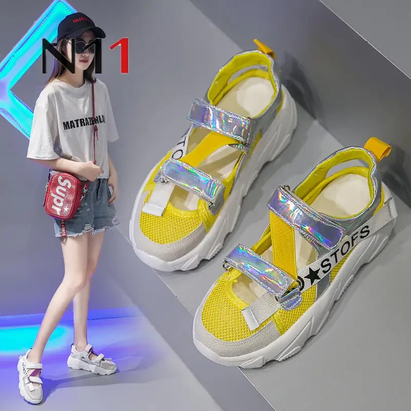 

2019 Summer Ladies Breathable Platform Sports Sandals Hollow Round Head Women's Shoes Sandals Women's Casual Shoes Platform Shoe