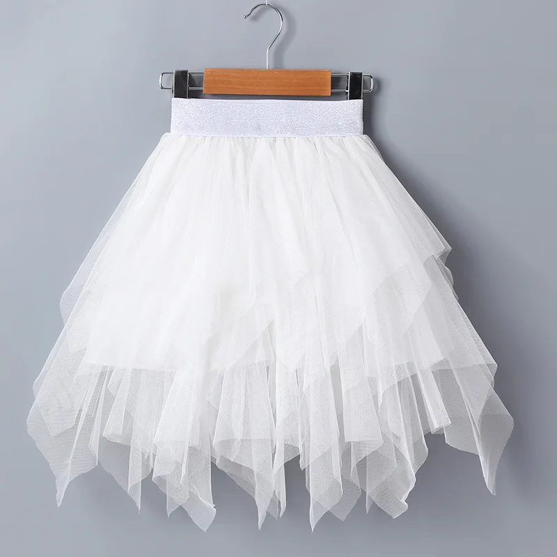 White Babyinstar Summer Tutu Skirt Tulle Girl Irregular Design Baby Girl Clothes Kids Tutu Cute Baby Skirts Girl Kids Clothes Skirt - Color: White