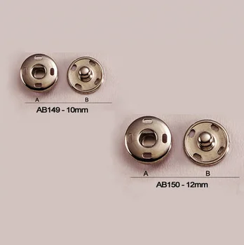 

100sets Metal snap buttons 10mm, 12mm small metal brass sew on press button snap button fastener press stud buttons SF-019