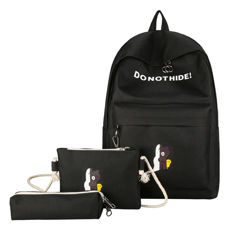 

New Fashion Women Canvas Backpack School Bags For Girl Teenagers Casual Student Travel Bag Cartoon printing fashion bulk