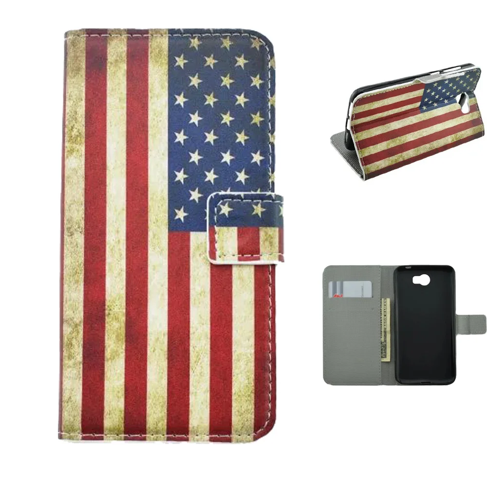 YIESOM Honor 5A LYO-L21 casos de lujo billetera de cuero Flip Stand de la contraportada para Huawei Y5 II Y5 2 Y6 II compacto Shell Funda