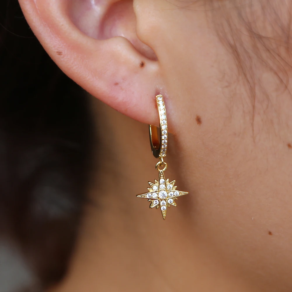 

Bijoux Gold Color cute cz star Earrings For Woman Boho sunburst Geometric Earring Party Jewelry Bohemian Accessories