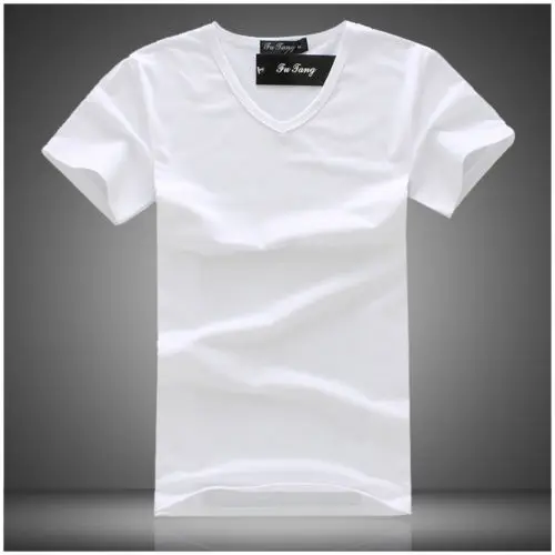 Модная летняя Мужская хлопковая футболка, Повседневная футболка с коротким рукавом и v-образным вырезом, черные белые футболки размера плюс M-XL