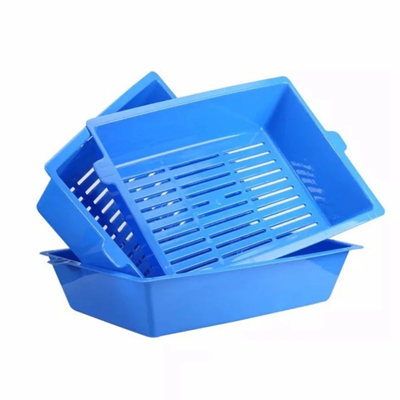 3Pcs Cat Potty Semi-Closed Splash Cat Toilet Litter Box Plastic Potty Set Pet Supplies 3 Interlocking Tray Easy To Use - Цвет: Blue