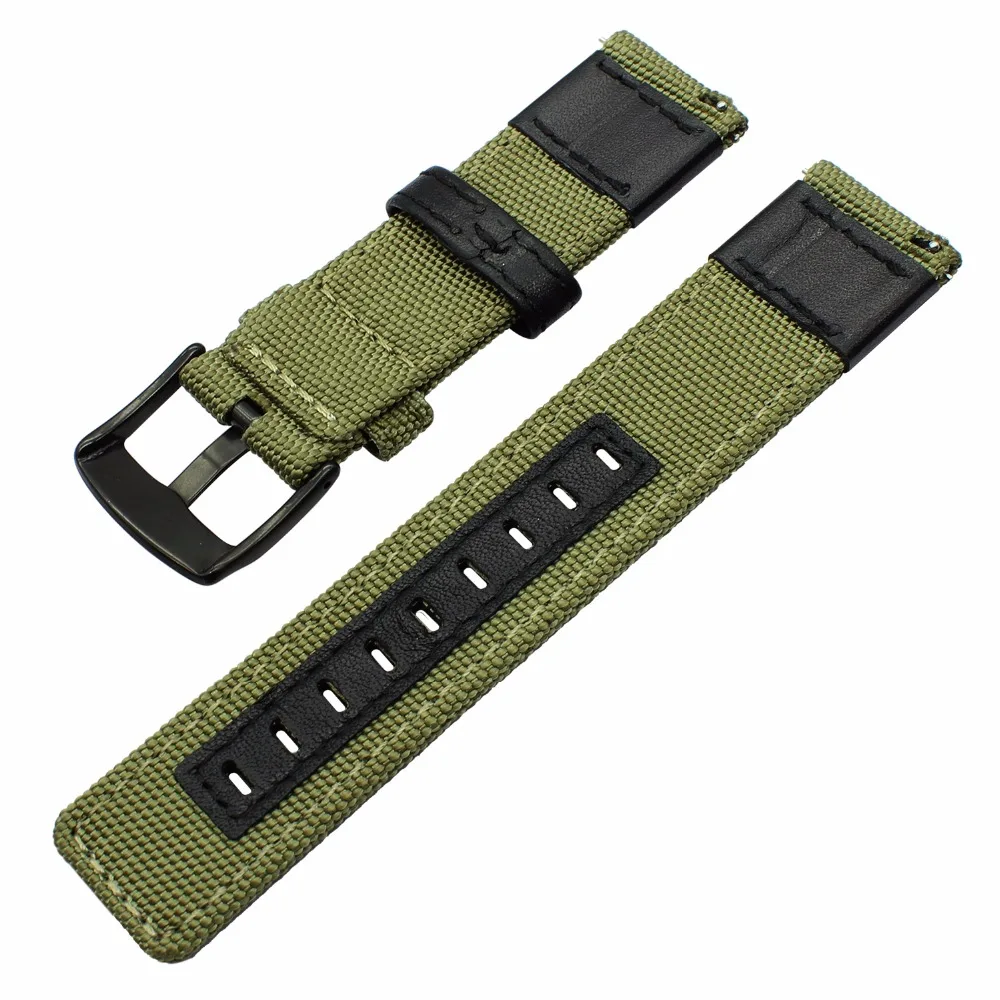 Холщовый нейлон+ натуральная кожа ремешок для часов huawei Watch GT Quick Release Band сталь застежка ремешок на запястье браслет черный зеленый