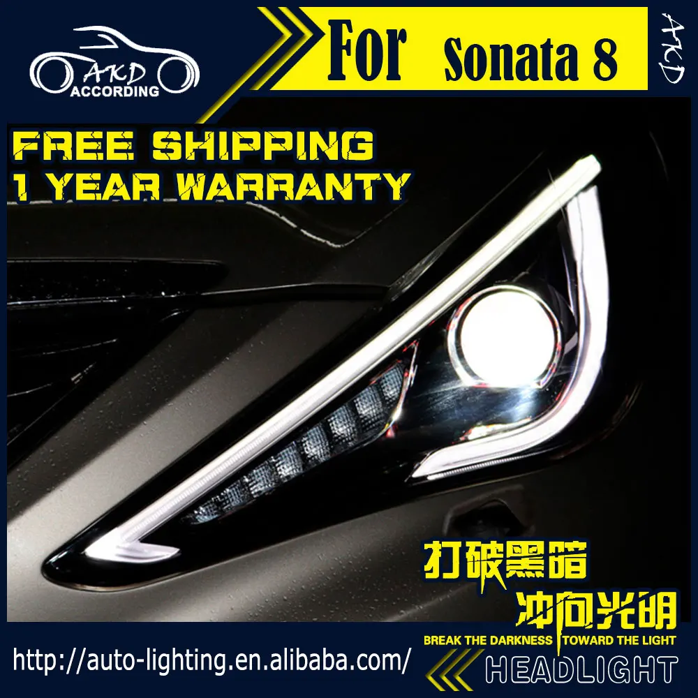 

AKD Car Styling Head Lamp for Sonata Headlight Sonata8 YF 2011-15 LED Headlight LED DRL Dynamic Signal H7 D2H Hid Bi Xenon Beam