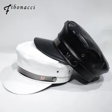 Новые модные лакированные шапки в стиле милитари, высококачественные женские шапки, одноцветные шапки с плоским верхом из искусственной кожи, женские осенне-зимние береты в стиле капитана