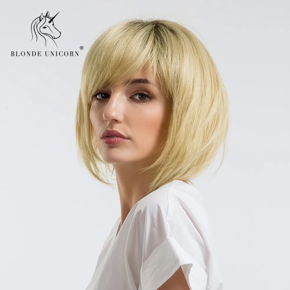 BLONDE UNICORN 12 Inch 50% Human Hair Synthetic Wig ...