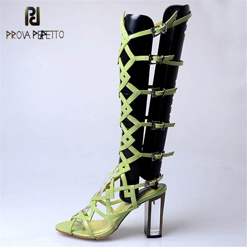 

Prova Perfetto Summer New Design Super High Heel Sandals Open Toe Cross Strap Long Boots Thick Heel Rome Style Sandals Fashion
