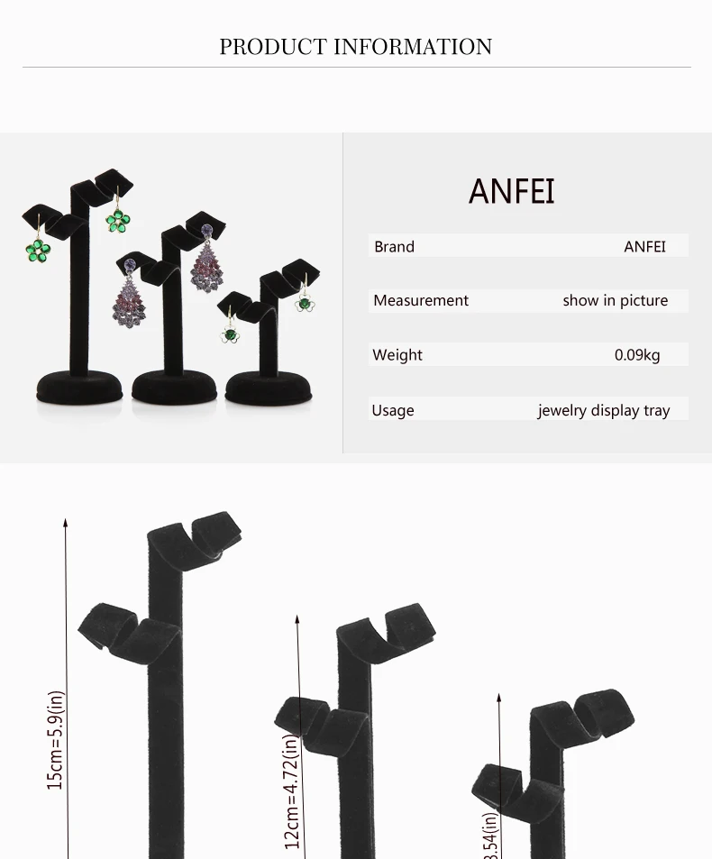 ANFEI 3 шт./компл. бархат серьги держатель ювелирных изделий Дисплей Стенд Серьги Органайзер для хранения полки серьги Витрина GA3711