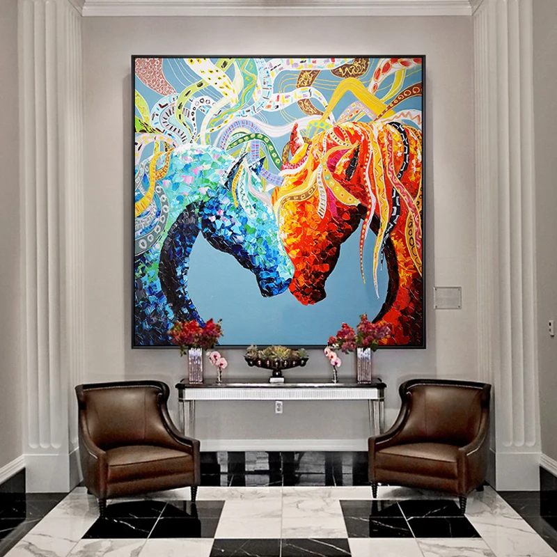 

Colorful Horses On Canvas No Frame Canvas Paintings Wall Picture Runing Horse Printed Canvas Wall Mural Prints For Living room