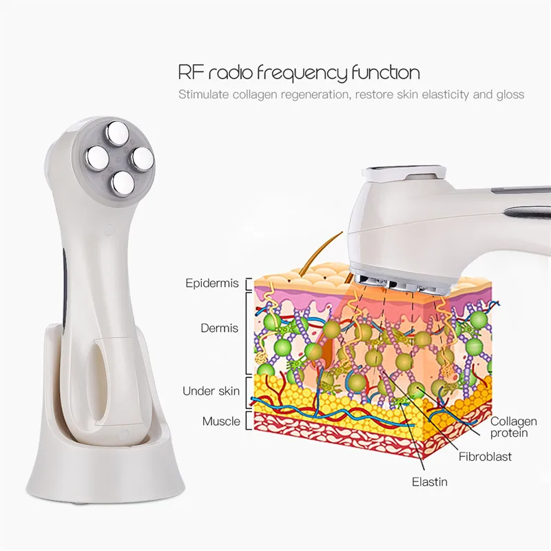 Двойной лица RF Радио Частота без иглы мезотерапия Фотон светодиодный светильник омоложения кожи массажер для подтяжки лица красота уход