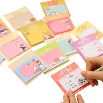 

4pcs Korean Kawaii Fun Memo Pad Sticky Notes Cute Animal Stationery Vintage Girl Rilakkuma School Office Post Stationary Notepad