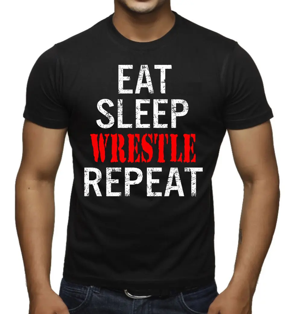 2019 جديد أزياء العلامة التجارية ملابس الرجال أكل النوم تصارع تكرار أسود T قميص القتال المصارعة MMA التدريب 2019 جديد أزياء العلامة التجارية ملابس الرجال أكل النوم تصارع تكرار أسود T قميص القتال المصارعة MMA التدريب