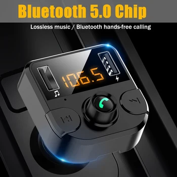 

In Car Mp3 Player Bluetooth 5.0 FM Transmitter with U Disk TF Car Music Play Dual USB 3.4A Quick Charger