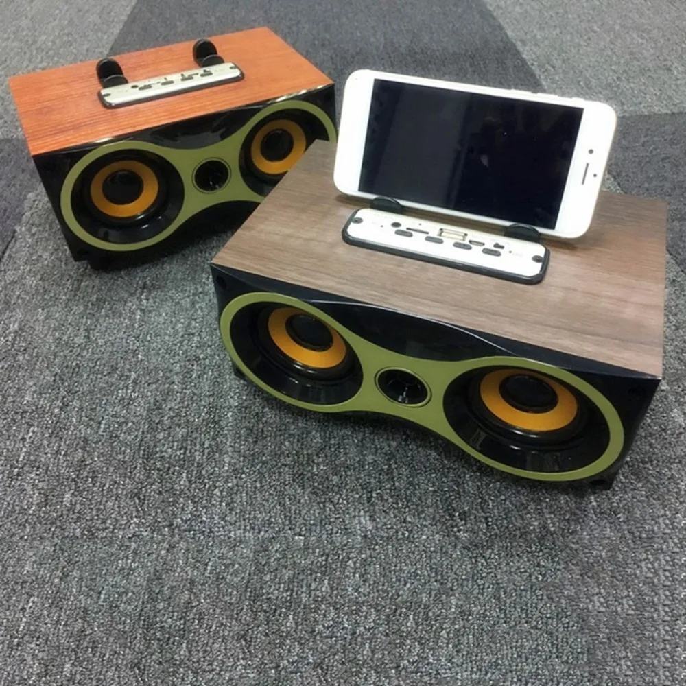 

Wooden Wave Portable Bluetooth Speaker Wireless Retro Bluetooth Speaker 3D Dual Loudspeaker Surround Mini USB Charging