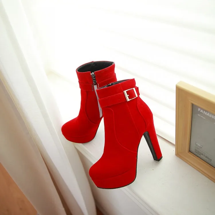BLXQPYT Mujer/зимние ботинки новые женские ботинки с круглым носком и пряжкой; пикантные модные зимние Ботильоны на каблуке; Повседневная зимняя Sx-13 на молнии