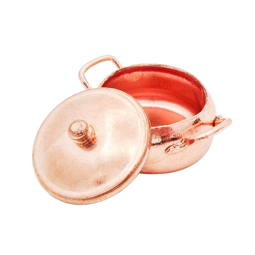 

Odoria 1:12 Miniature Copper Pot with Lid Dollhouse Kitchen Accessories