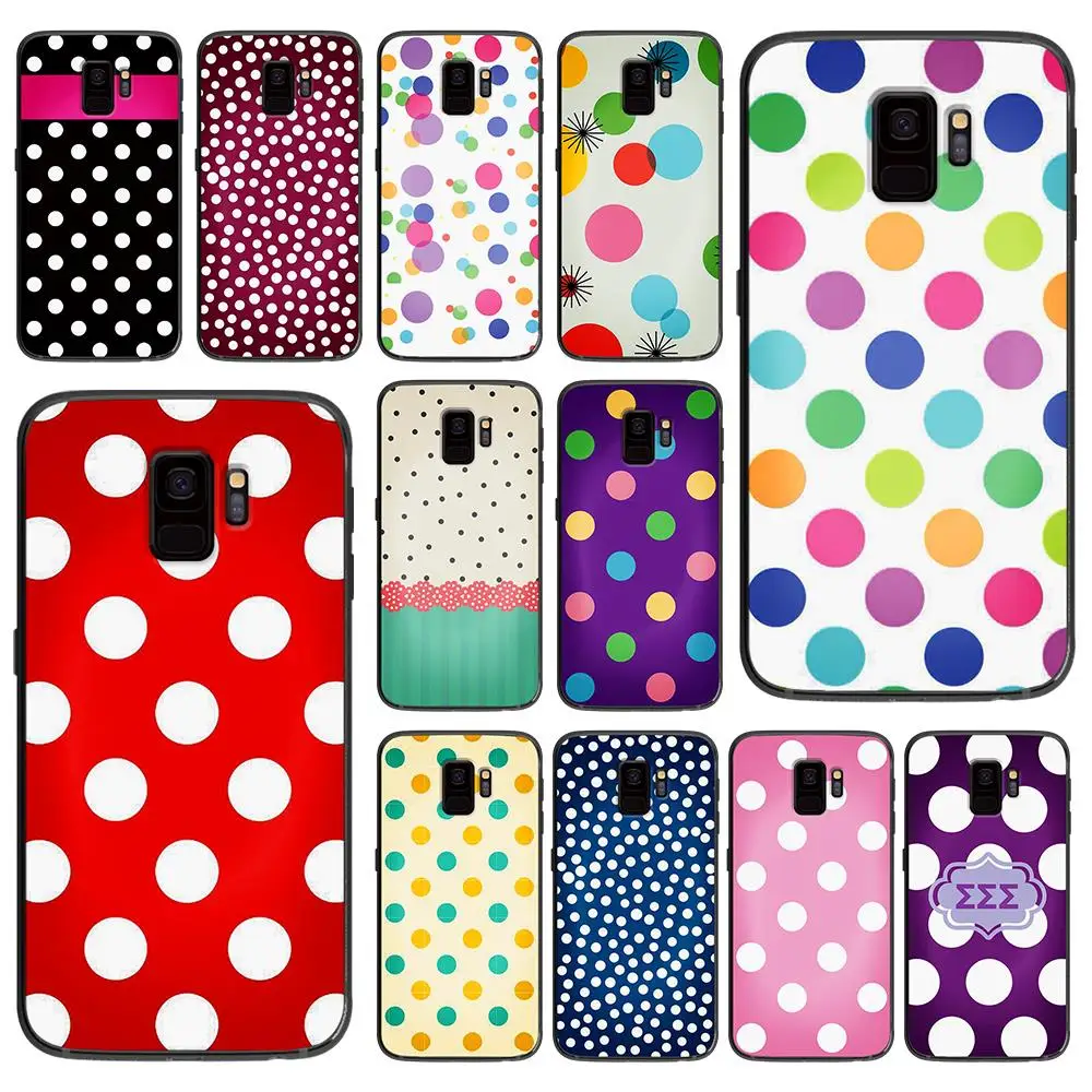 Beautiful polka dots soft phone cover case for Samsung Galaxy S6 S7 S8 S9 S10e Plus Note 8 9 Black silicone Cases | Мобильные