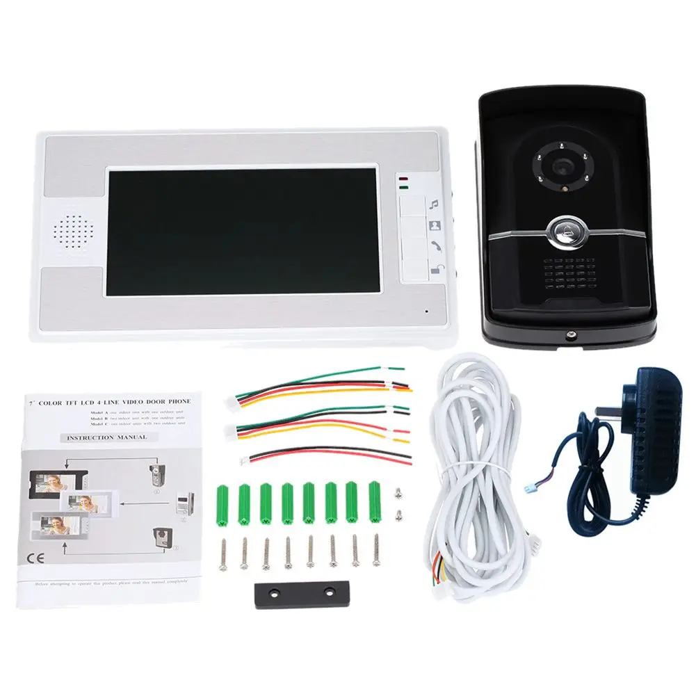 

7" TFT Color Video Door Phone Intercom Doorbell Home Security System Kit US A31V