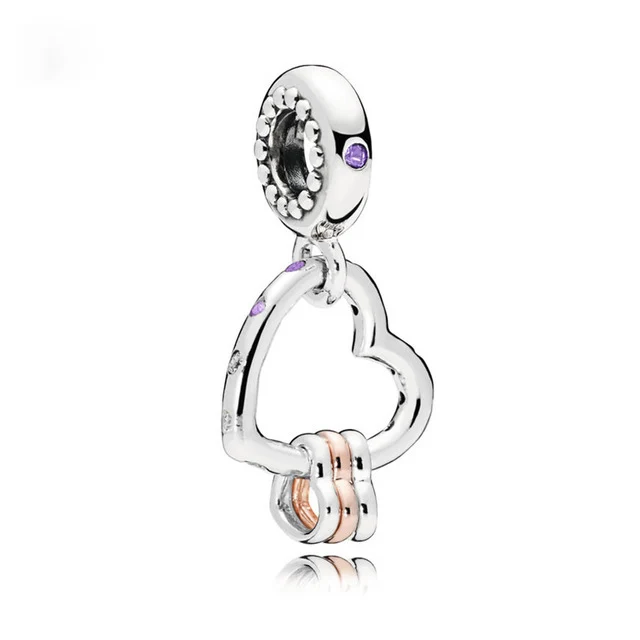 

Kristie 100% 925 Sterling Silver 1:1 Genuine Original Elegant Heart Zircon Charm Women Pendant Fit DIY Bracelet
