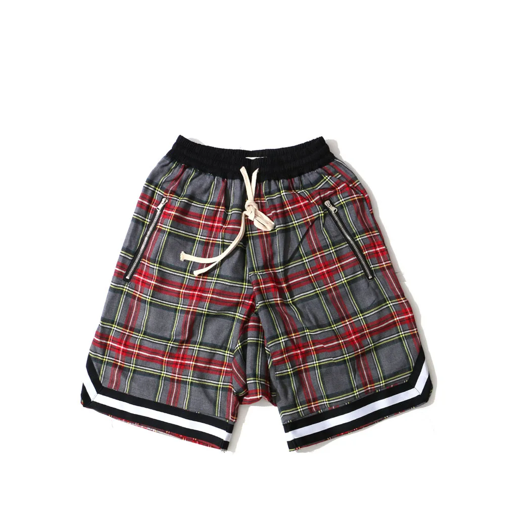 Scottish Pattern Shorts Men Justin Bieber Hip Hop Bermuda Masculina Mens Shorts Cotton Sweatpants Fear of God Retro Men's Shorts