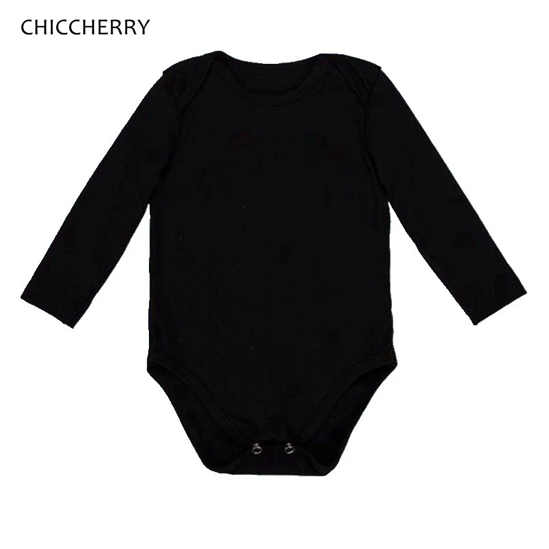 Plain Black Long Sleeve Vests for Babies Bodysuits Baby