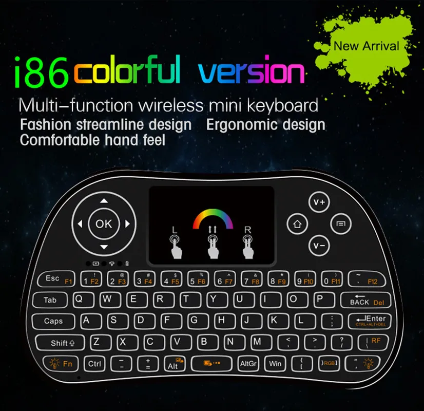 Mini clavier sans fil I86 rétro éclairé coloré, télécommande, pour boîtier TV Android, IPTV, Xbox, PS3, manette de jeu pk I8